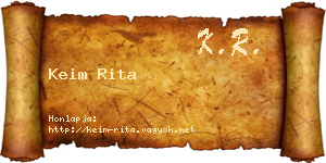 Keim Rita névjegykártya